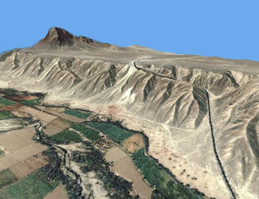 Digitale Geländemodell überlagert mit Satellitendaten